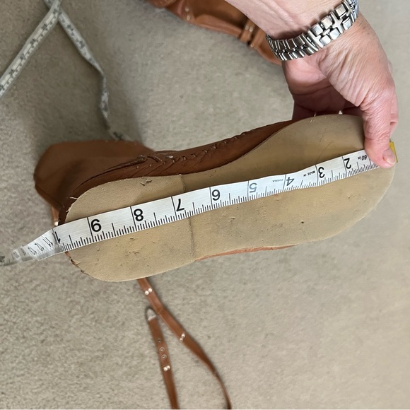 Vintage ‘Hector Riccione’ Pull Up Caramel Tan Calfskin Moccasin Boots Stud Tie - Picture 16 of 16